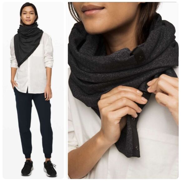 Lululemon Vinyasa Scarf in Heathered Herringbone Heathered Black| One Size - Picture 2 of 7